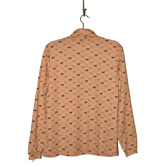 NORTHERN ISLES NEW $60 Beige Dog‎ Print Long Sleeve Turtleneck Top Large - Picture 2 of 4
